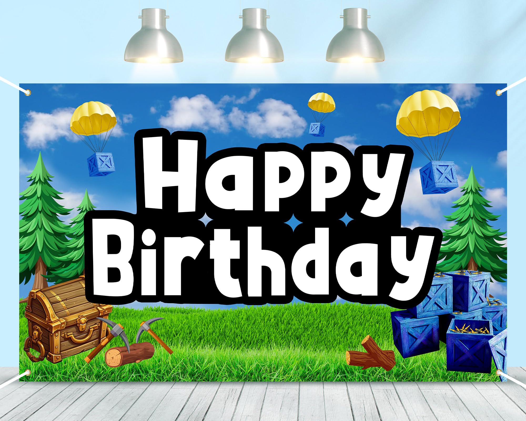 HunnmingRe Happy Birthday Video Game Party Backdrop Game Birthday Party Backdrop Banner Photography Background Parties Supplies Decorations Washable