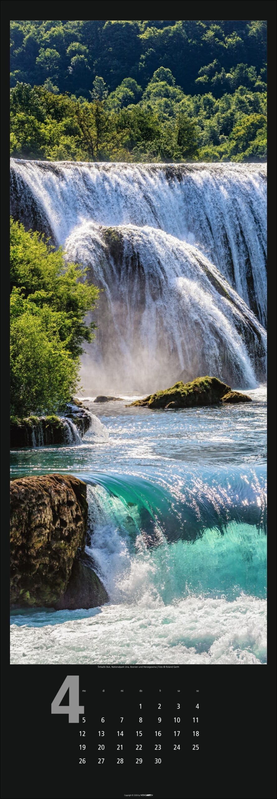 Wasserfälle - Kalender 2027 - Fotokalender im Vertikalformat - Weingarten-Verlag - Wandkalender mit kraftvollen Naturaufnahmen - 34 cm x 98 cm