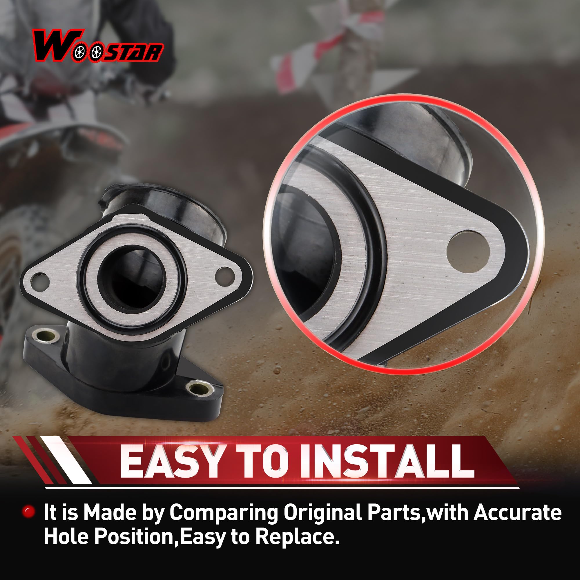 WOOSTAR Carburador Tubo Colector de Admisión Reemplazo para XV 125 Virago XV 240 V Star 250 Motocicleta OEM #2UJ-13586-00 OEM #4RF-13586-00 OEM #4RF-13586-01