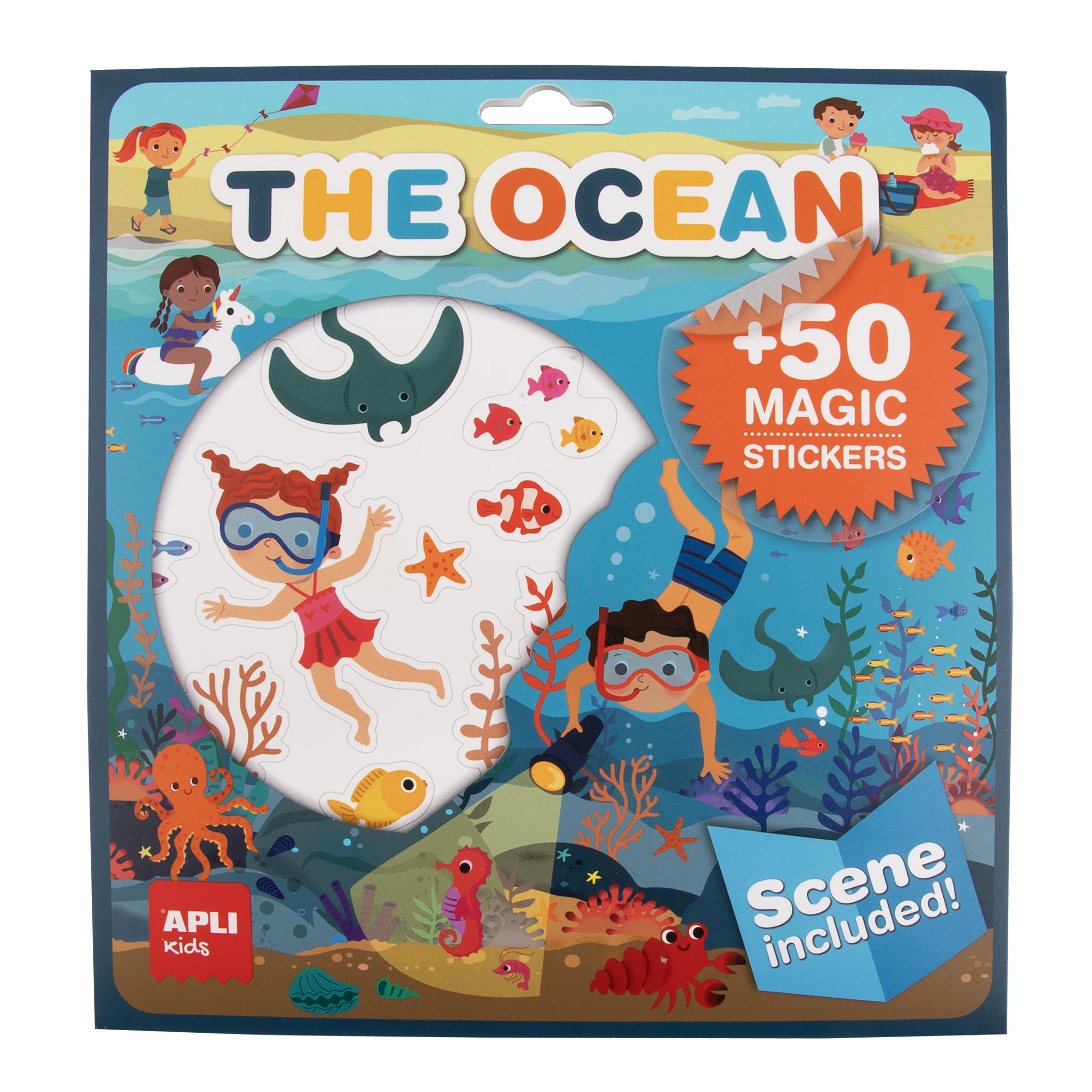 APLI Kids 19375 – Set of Removable Stickers with Stage for Children from 3 Years, Ocean Theme
