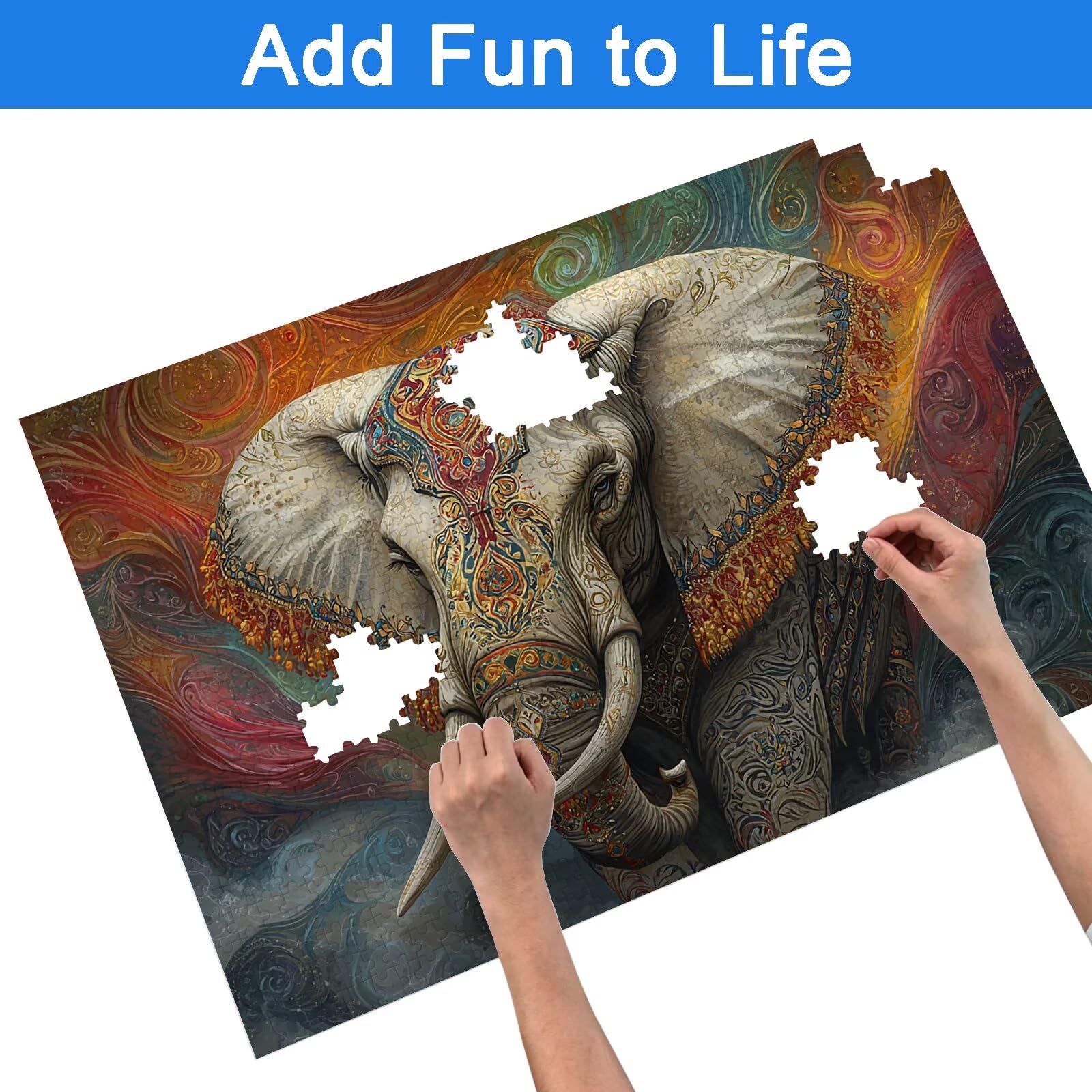 Puzzle 1500 Pezzi Elefante, Puzzle Animale 1500 Pezzi Arte per Adulti e Bambini, Misura: 87x57 cm, Puzzles Legno per Adulti con Squisita Scatola di Imballaggio, Idea Regalo Donna, Regalo Uomo, -9135