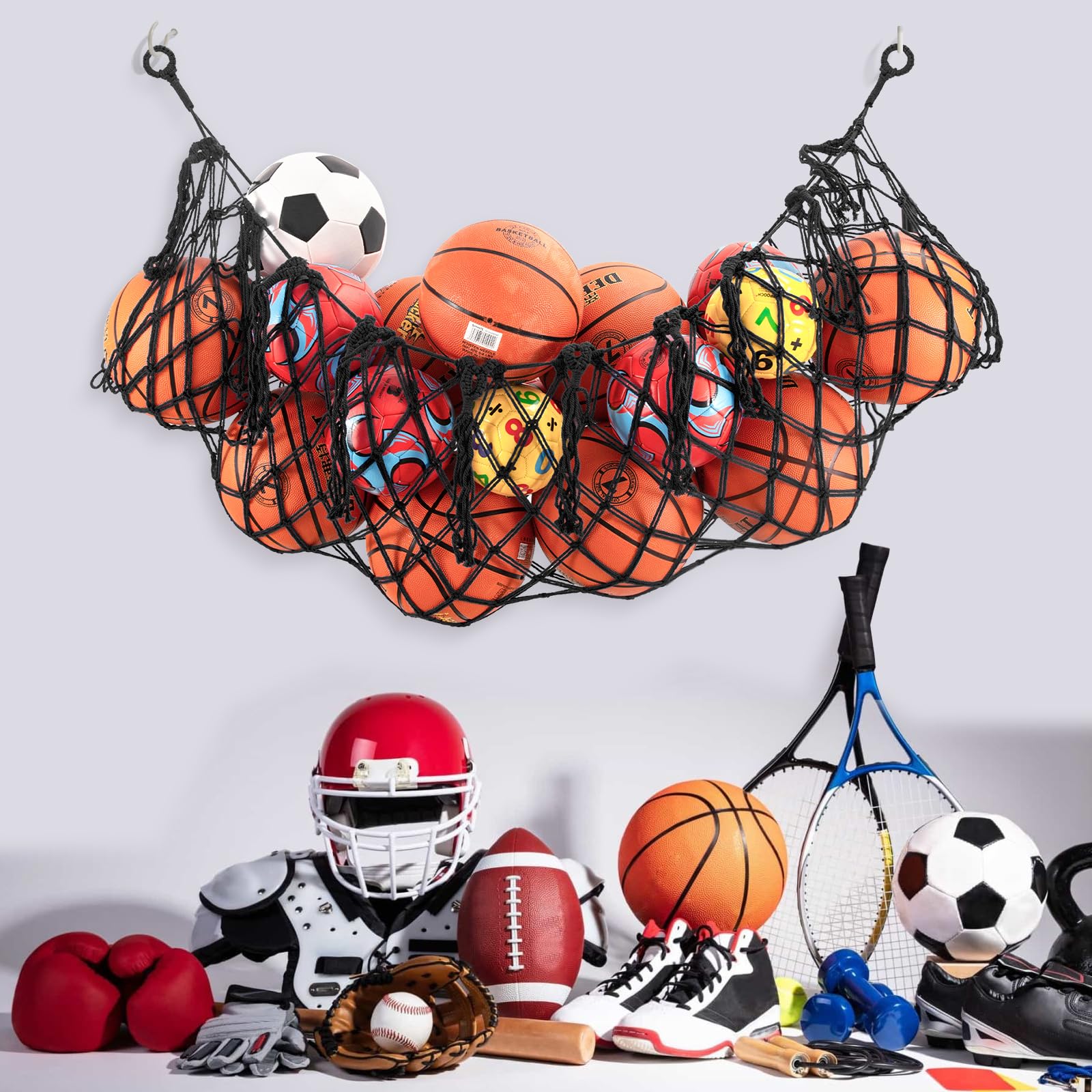 Grand Sac Filet Pour Ballons - Mailles - 76 X 101 Cm - Football, Basket, Volley