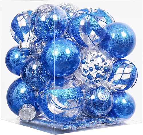 Miniatura 7 de XmasExp Juego de adornos para árbol de Navidad color champán, 24 unidades, bolas de plástico transparente inastillables, adornos delicados y