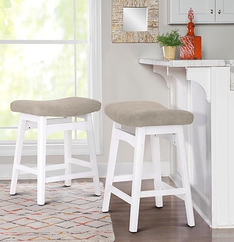 Miniatura 3 de Erste!Bravo Juego de 2 taburetes de bar de madera negra para encimera de cocina, taburetes de bar de piel sintética clásicos tapizados para isla de