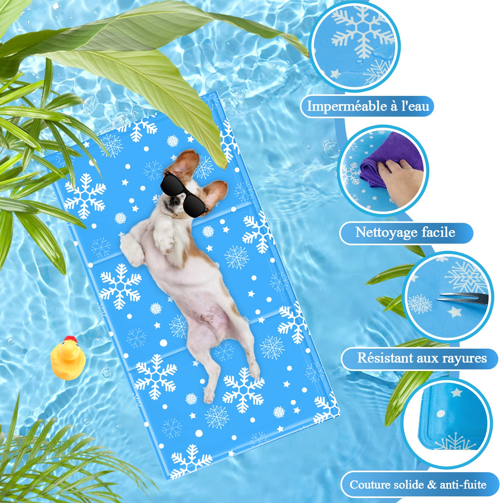 Nepfaivy Grand tapis rafraîchissant pour chiens et chats, gel non toxique, pas besoin de réfrigérateur, garde les animaux au frais en été chaud pour l'intérieur et l'extérieur, 90 x 50 cm