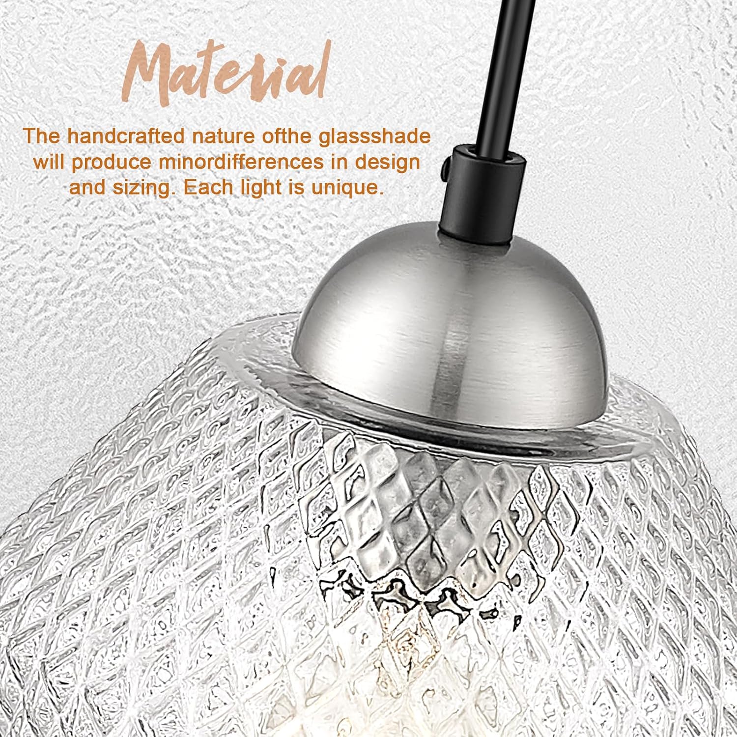 Darkaway 3pcs Modern Hanging Pendant Lights, 7inch Pendant Light Fixtures Over Kitchen Island with Clear Glass Shade, Pendant Light for Kitchen Island Lighting Lamp Adjustable Height