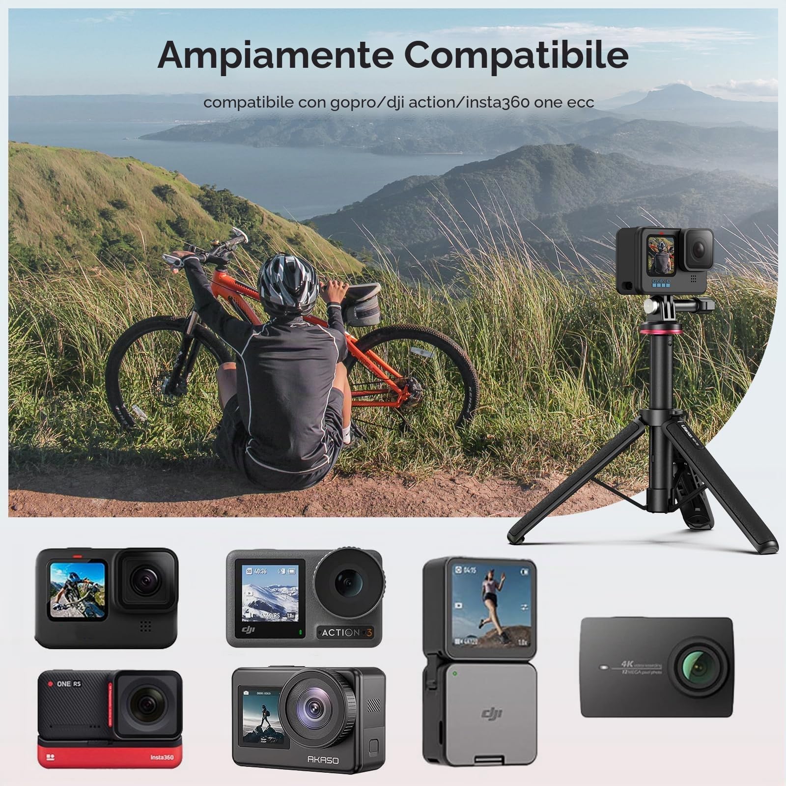 51CM Mini Treppiede per, ULANZI MT-72 Treppiede Portatile da Viaggio con Asta Di Estensione a 4 Pezzi, Mini Treppiede Selfie Stick per Dji Osmo Action Camera