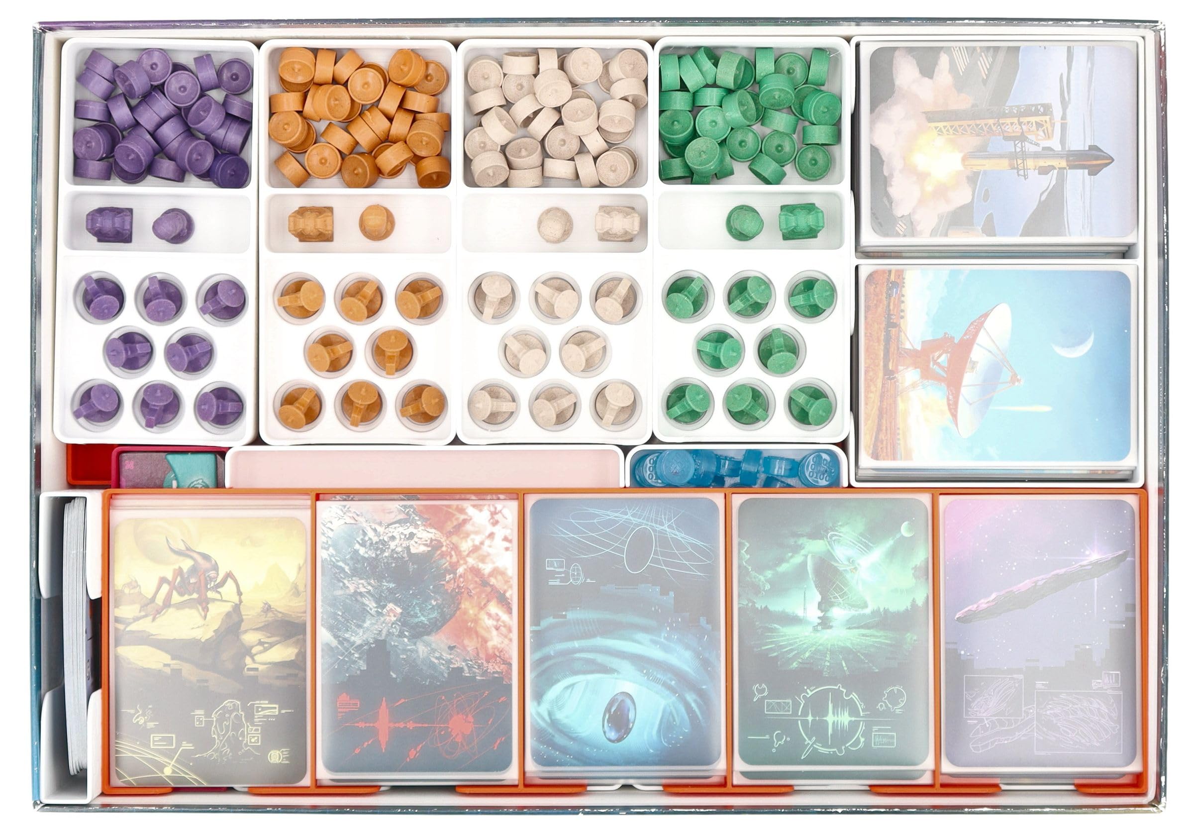 Feldherr Inserto Organizador Compatible con SETI: Búsqueda de Inteligencia Extraterrestre, para Caja Base, Soportes Cartas enfundadas, Bandeja por Jugador