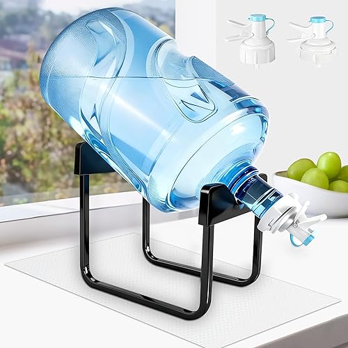 Miniatura 2 de Soporte dispensador de agua, soporte para jarra de agua con 2 grifos, marco de hierro resistente para cubos de 5 galones, alfombrilla