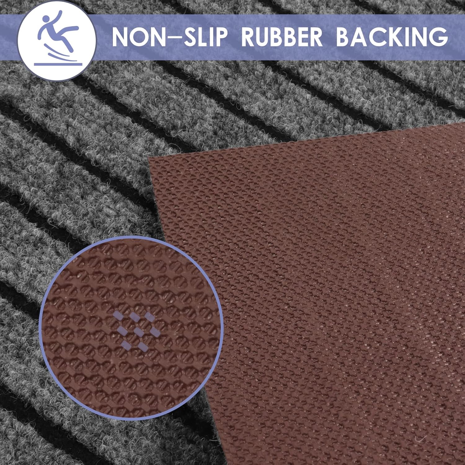 FREADEM Runner Rugs for Hallways, 2FT x 6FT Non Slip Kitchen Area Rug Entryway Runner Laundry Room Rug, 2-82 FT Indoor Outdoor Carpet Runners with Rubber Backing, Grey Stripe