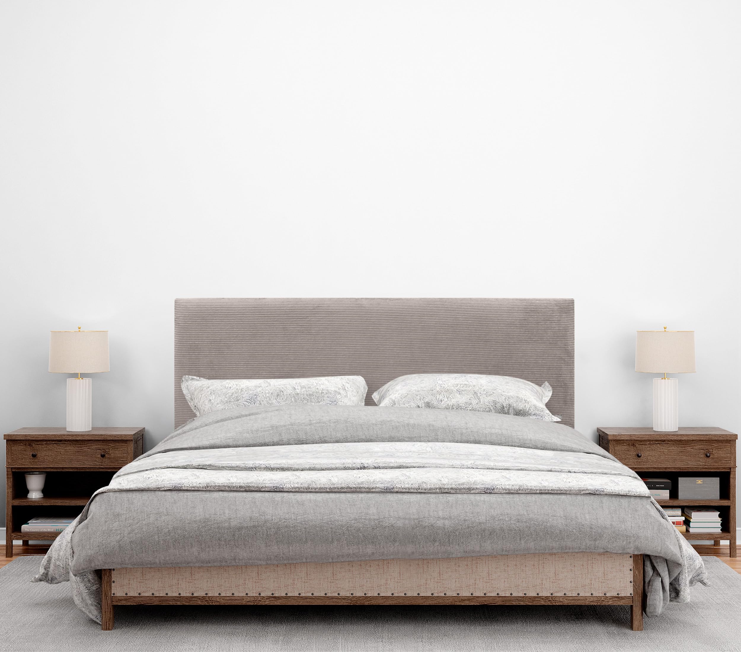 DHOME Kopfteil aus einfarbigem Cord mit Beinen hohe Qualität modernes gepolstertes Kopfteil Luxus-Bett gepolstertes Schlafzimmer (Braun, 150 cm)