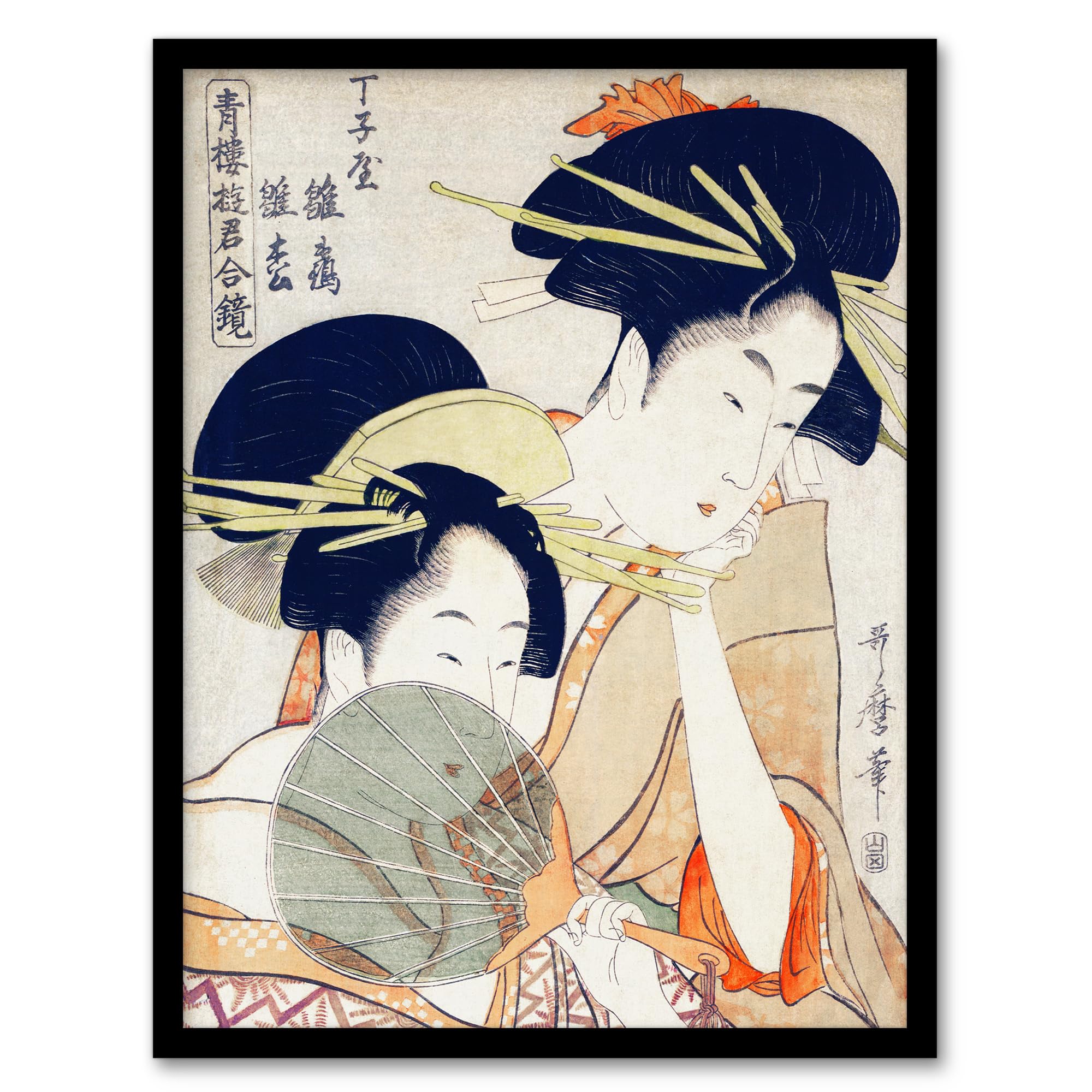 Artery8 Utamaro Kitagawa Women Courtesans Portrait Framed Wall Art Print Home Décor A3