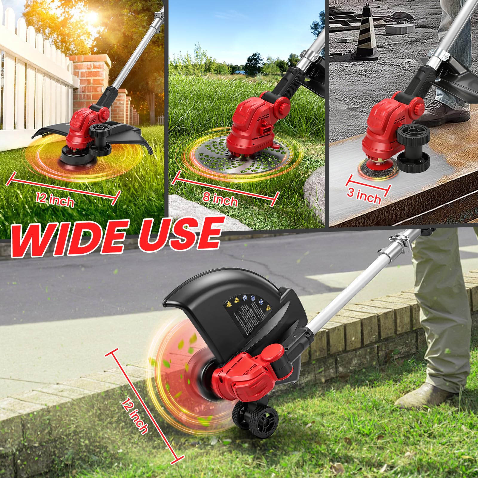 Akumulatorowa podkaszarka do trawy kompatybilna z akumulatorem Milwaukee 18 V, 5 w 1, bezszczotkowa elektryczna podkaszarka do trawy, 180°, kąt przycinania 90°, do przycinania trawnika, ogrodu i