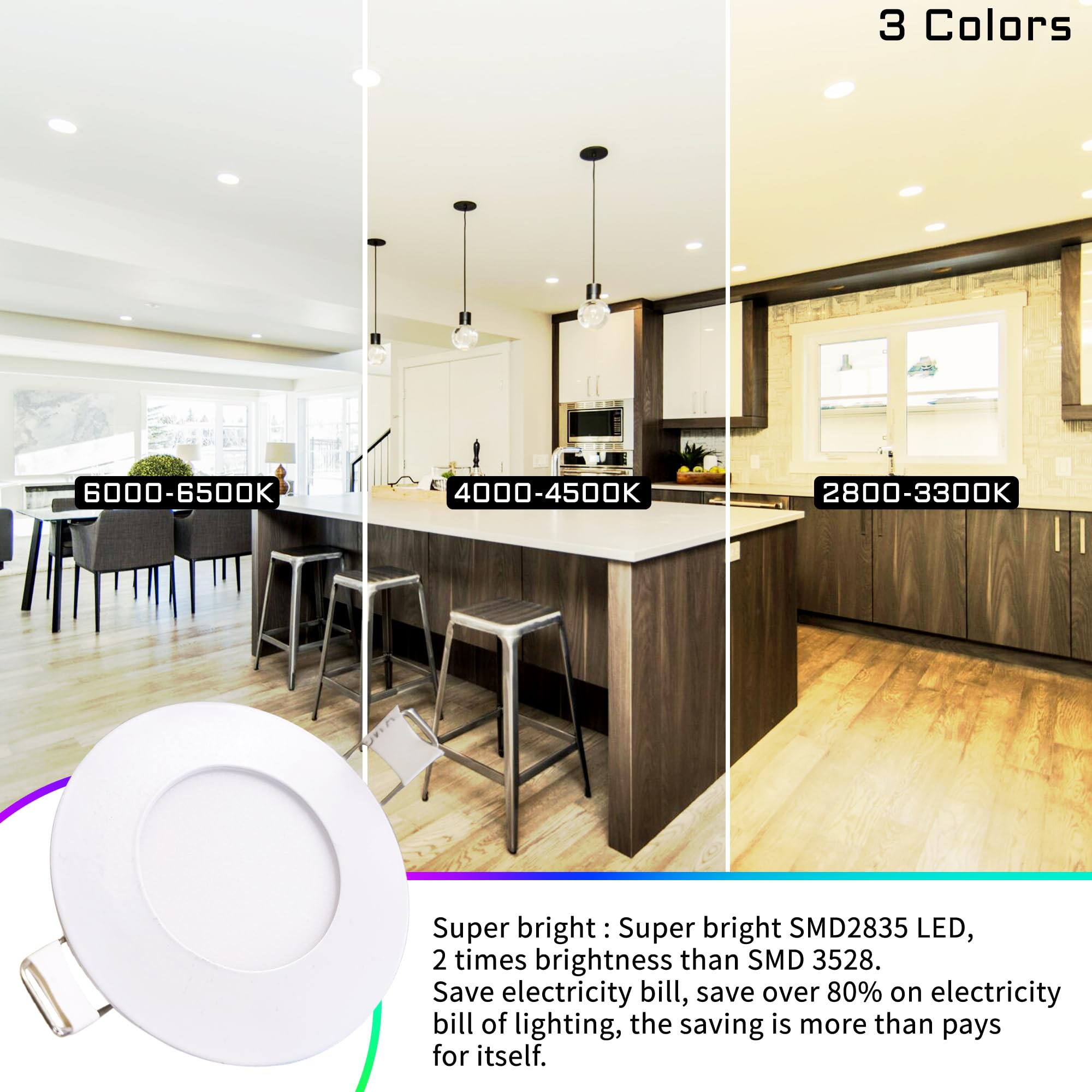 LED Ceiling Down Light Ultra Thin Flush Mount Kitchen Lamp Home Fixture White