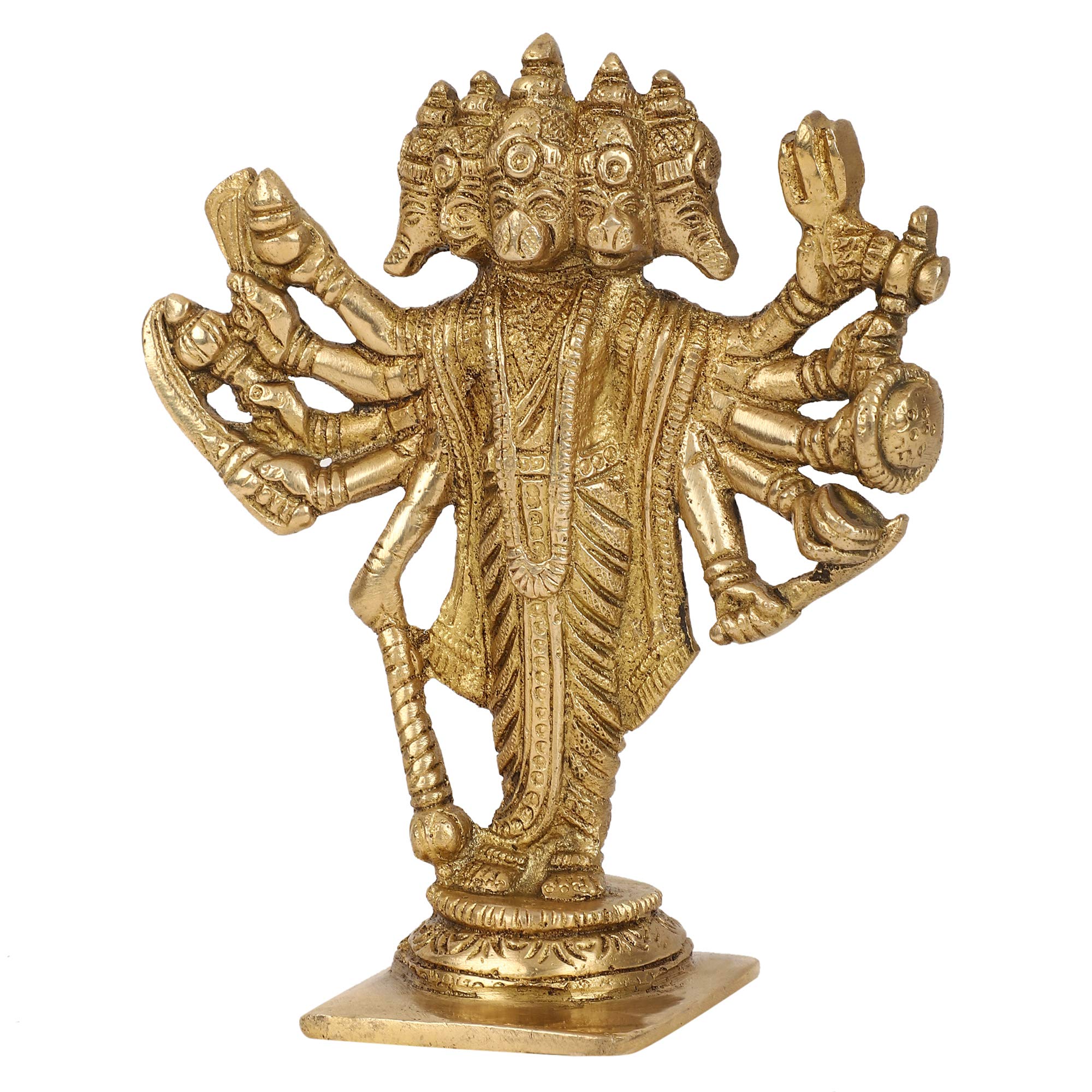 GURU JEE™ Brass Murti Lord Hanuman Hindu God Panchmukhi Idol Five Face Statue Home Decor Pooja Mandir Gift - Image 2 thumbnail