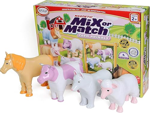 POPULAR PLAYTHINGS Juego de juguetes magnéticos de mezcla o combinación de animales de granja pastel 16 piezas disponible en Yaxa Colombia