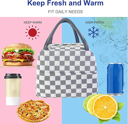 Miniatura 5 de Mziart Bonita bolsa de almuerzo para mujeres y hombres, bolsa de almuerzo estética, reutilizable, aislada, lonchera kawaii, bolsa impermeable para