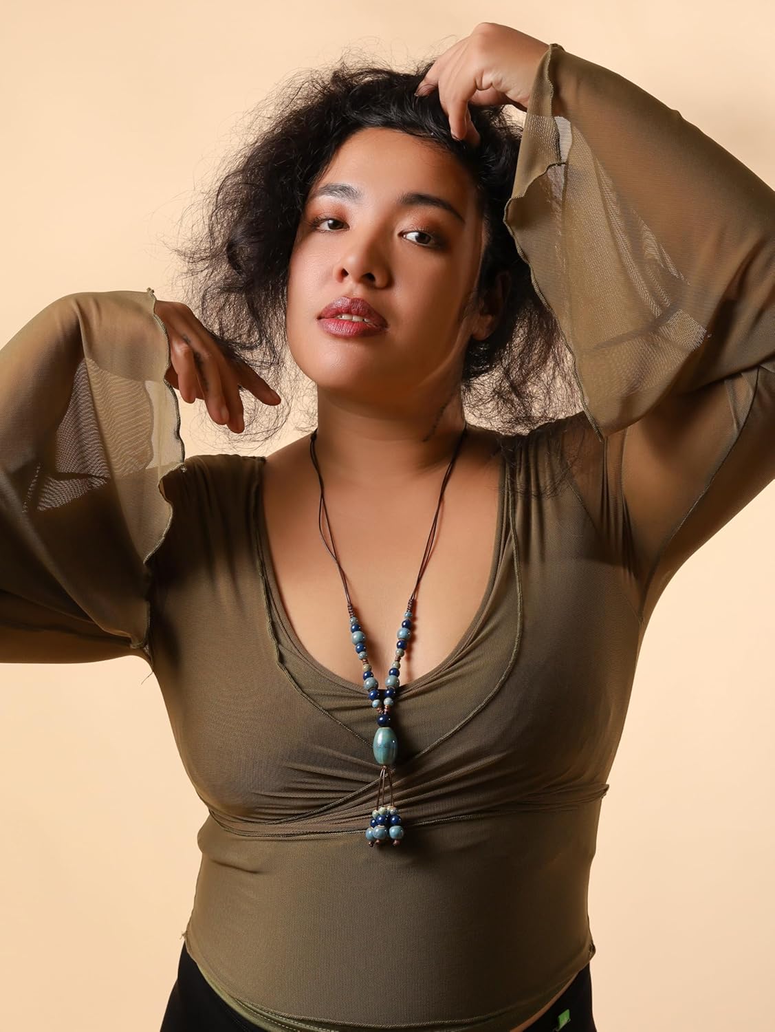 MINACHI Bohemian Colorful Ceramic Bead Chunky Center Pendant Y Necklace, Hippie Boho Summer Fashion Jewelry Gift for Women - Image 7