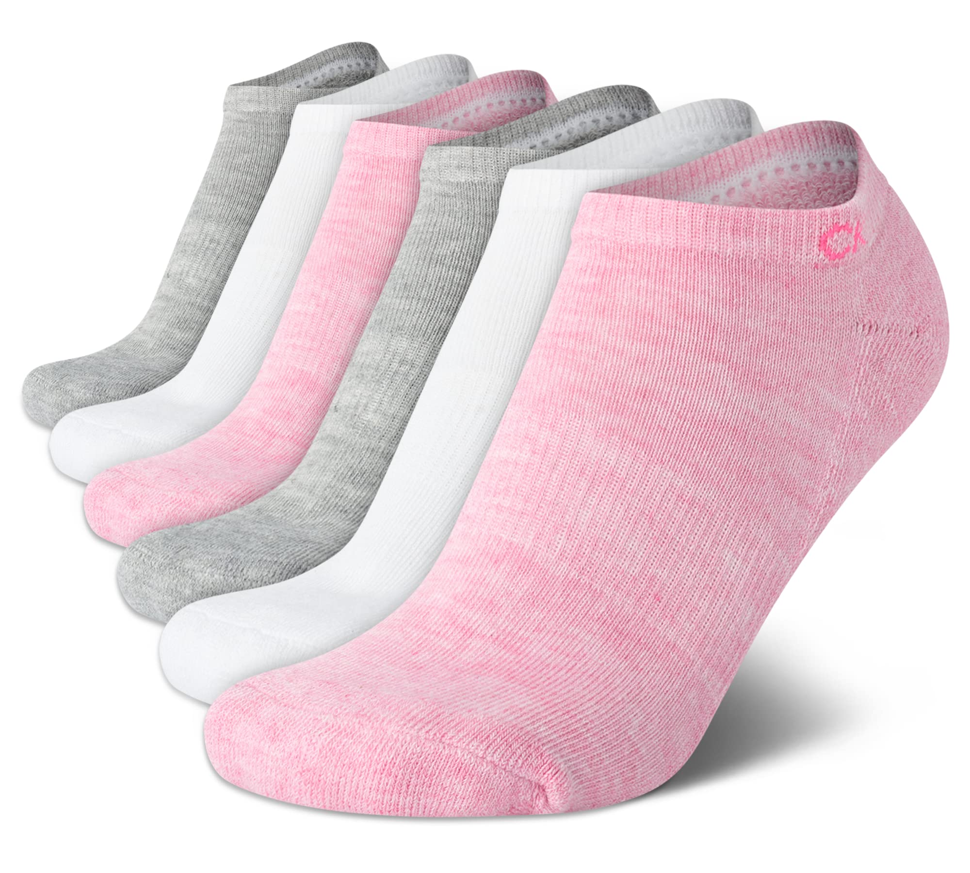 Calvin KleinWomens No Show Socks - 6 Pack Athletic Cotton Blend Low Cut Ankle Socks for Women, Lightweight Cushioned Comfort