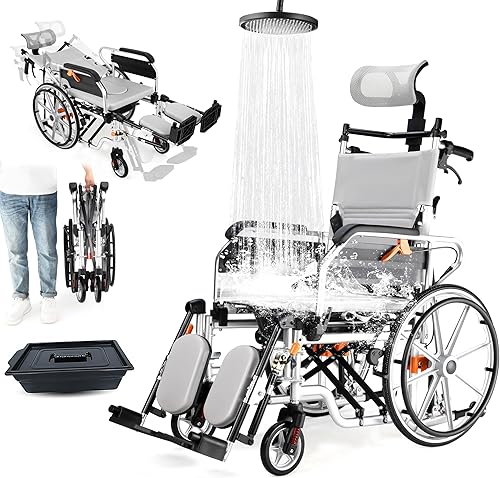 Tripaide Silla de ruedas de viaje ligera de transporte para personas mayores, pesa solo 19 libras, sillas de ruedas portátiles, ligeras, plegables,