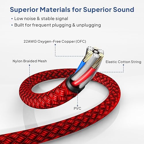 Miniatura 4 de Elebase - Cable macho recto de interconexión TRS de 14 de pulgada, de 0.25 pulgadas, guitarra eléctrica, bajo, teclado, mezclador, amplificador,