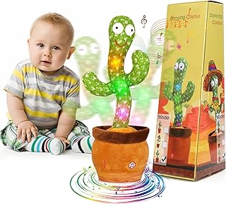 Plush Puppets Dancing Cactus Talking Cactus Baby Toys 6 to 12 Months Toys Wriggle Singing Cactus Repeats What You Say Baby Boy Toys, Plush Electric Speaking Cactus 15 Second Voice Recorder Baby Toy