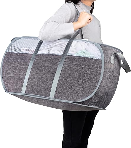 Cesta de lavandería plegable, con asas duraderas, cesta de lavandería plegable, fácil de abrir y plegar para dormitorio universitario, habitación de