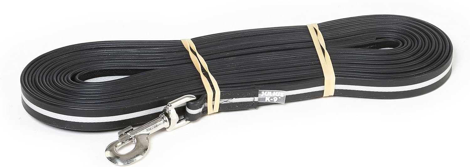 Julius-K9 IDC-Lumino Phosphorescent Leash with Handle, 0.75 in x 32.8 ft, Black