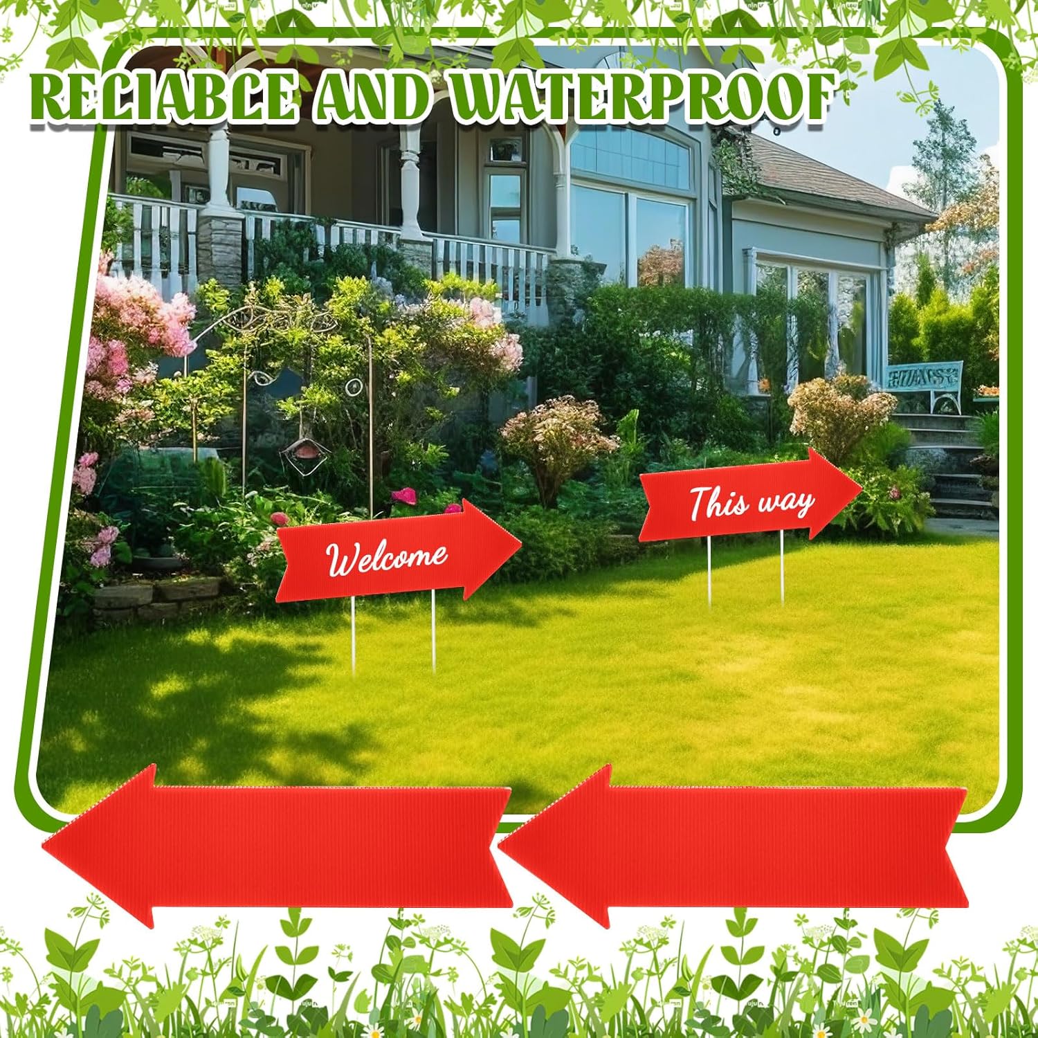 Queekay 30 Pack Blank Arrow Signs with Stakes 17 x 6 Inches Yard Sales Signs Wedding Directional This Way Yard Sale for Ceremony and Reception Wedding Birthday Party Decorations(Red)