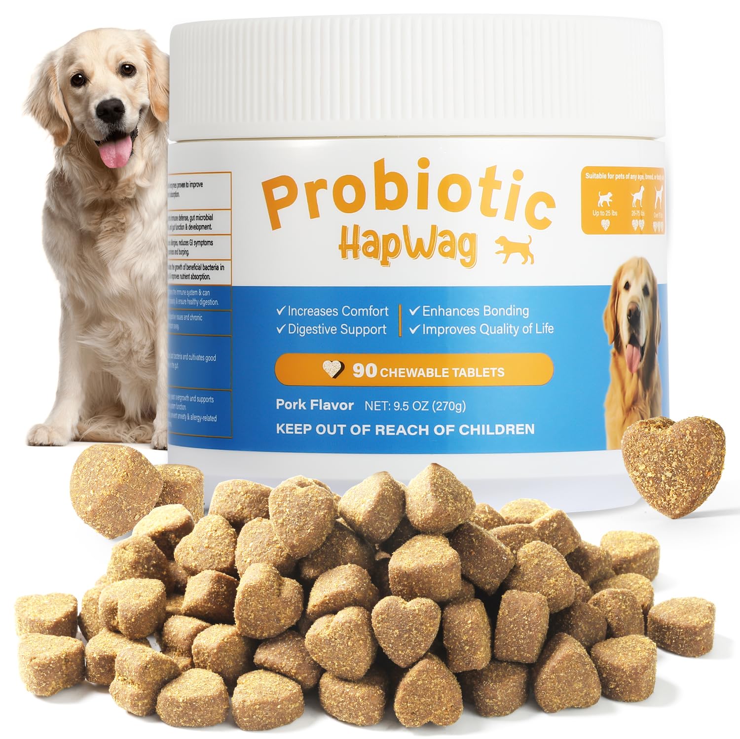 Dog Allergy and Immune Relief Chews - Probiotics for All Breeds and Ages Dogs, Support Gut Digestive Health, Anti Diarrhea, Constipation Relief, Dog Supplements - Pork Flavor - 90 Soft Chews