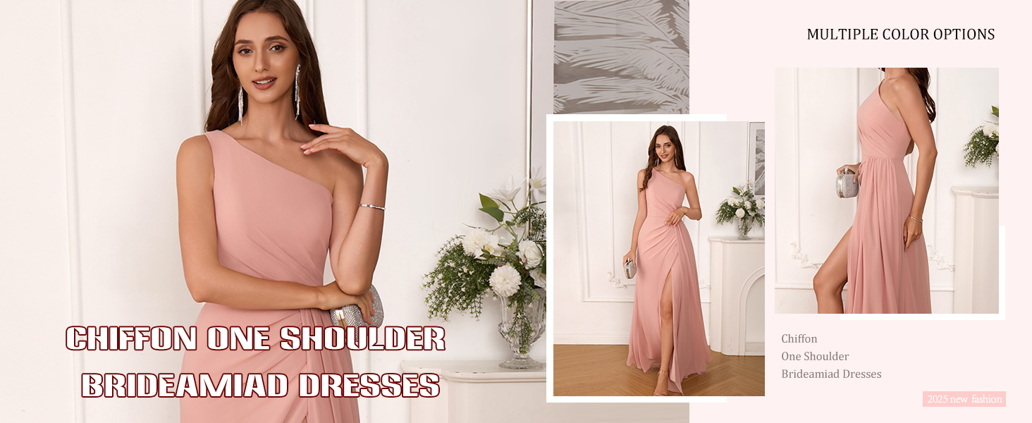 Sieisu One Shoulder Chiffon Aqua Blue Bridesmaid Dresses with Slit Formal Dress for Women Size 0 : Clothing, Shoes & Jewelry