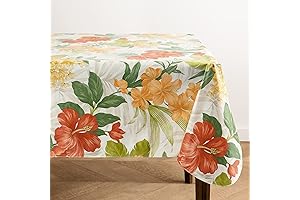 Elrene Home Fashions Callisto Tropical Floral Water- and Stain-Resistant Vinyl Tablecloth.