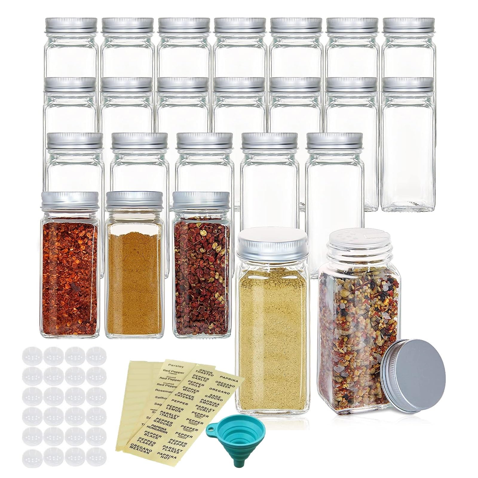 Barattoli Spezie 24 bottiglie di condimento for la cucina domestica con etichette for un facile accesso e pulizia
