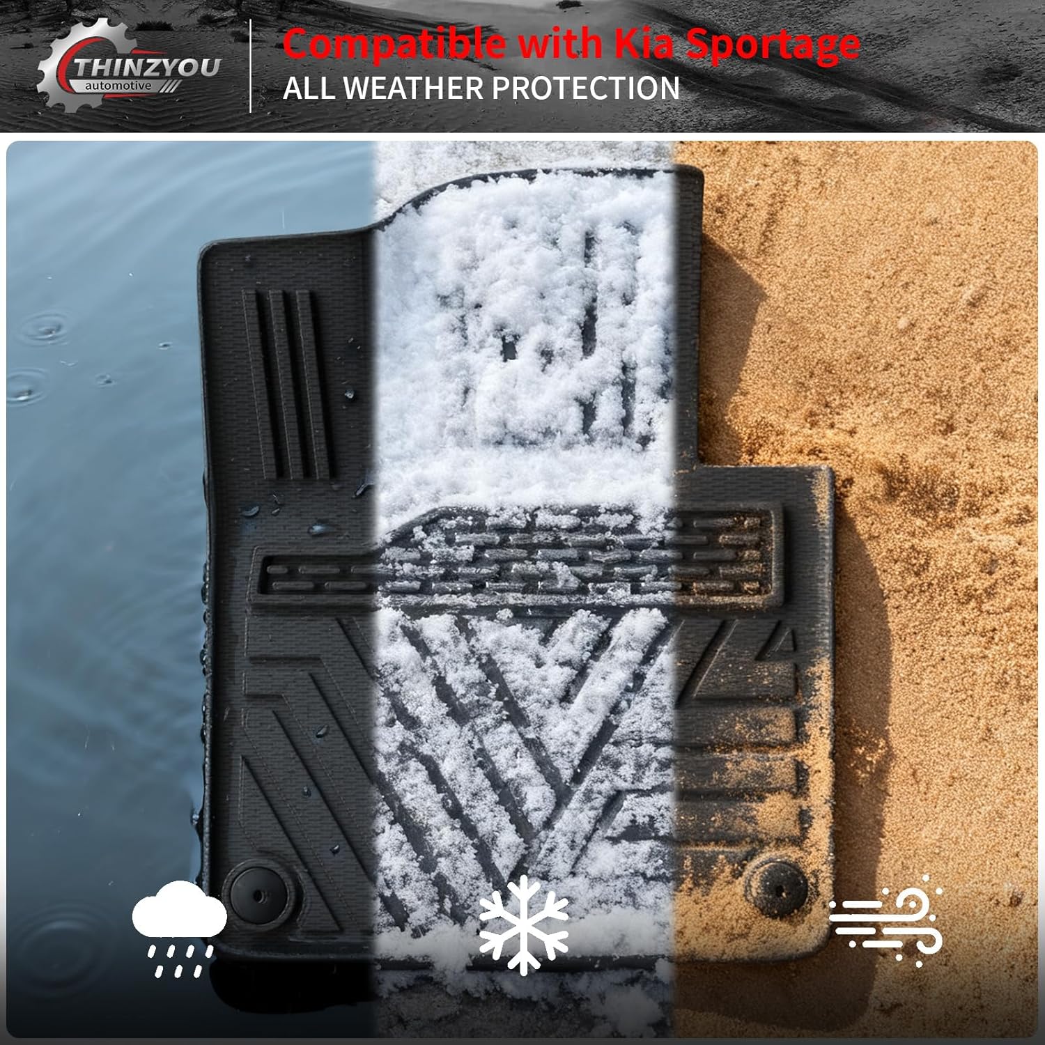 Floor Mats Compatible with 2023 2024 2025 2026 Kia Sportage Cargo Mat Cargo Liner TPE All Weather Back Seat Cover Protector 2025 Sportage Accessories (Trunk Mat+Backrest Mats+Floor Mats) - Image 9