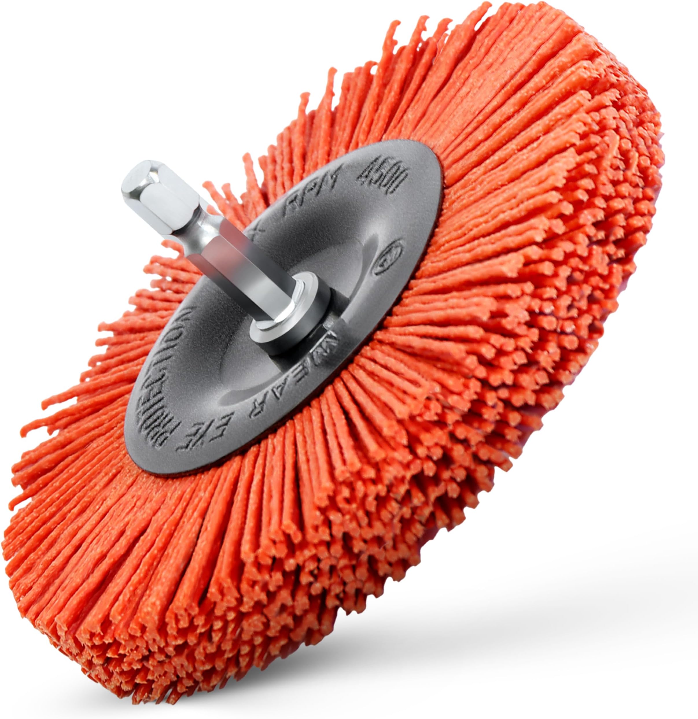 S&R Nylon - Disc Brush/Wire Brush Drill Bit 100 mm, hexagonal shaft 1/4' (6.35 mm) with AGGRESSIVE-NYLON-WIRE for cleaning and polishing wood and metal