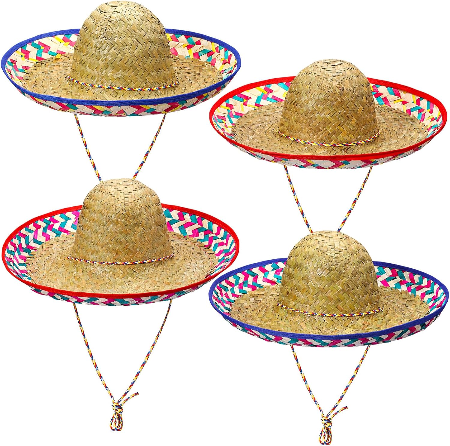 4 Pcs Mexican Sombrero Hats Sombrero Party Hats Fiesta Party Decorations for Women Men Adult Basic Color Classic