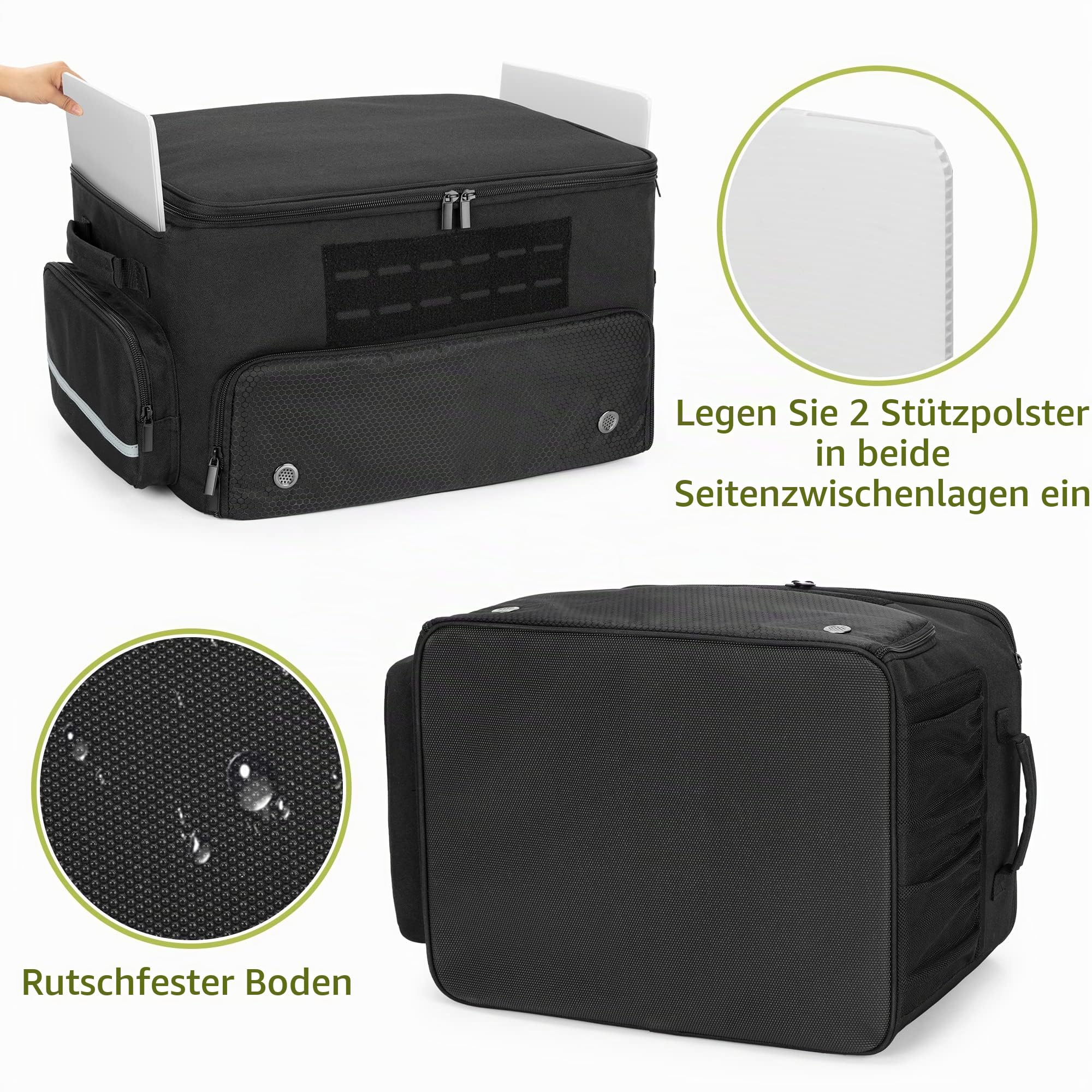 GOBUROS Golf Trunk Organizer Aufbewahrungstasche mit separatem Fach für 2 Paar Schuhe bis zu US 16 Golf Car Spind Organizer für Golfzubehör (Schwarz)