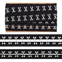 NBEADS 3 Yards2.74m Hook and Eye Tape, 1" Wide Black Cotton Tape Ribbon Silver Metal Edging for Corset, Bra, Sewing, Quilting, Bridal, Costumes, Home Decor