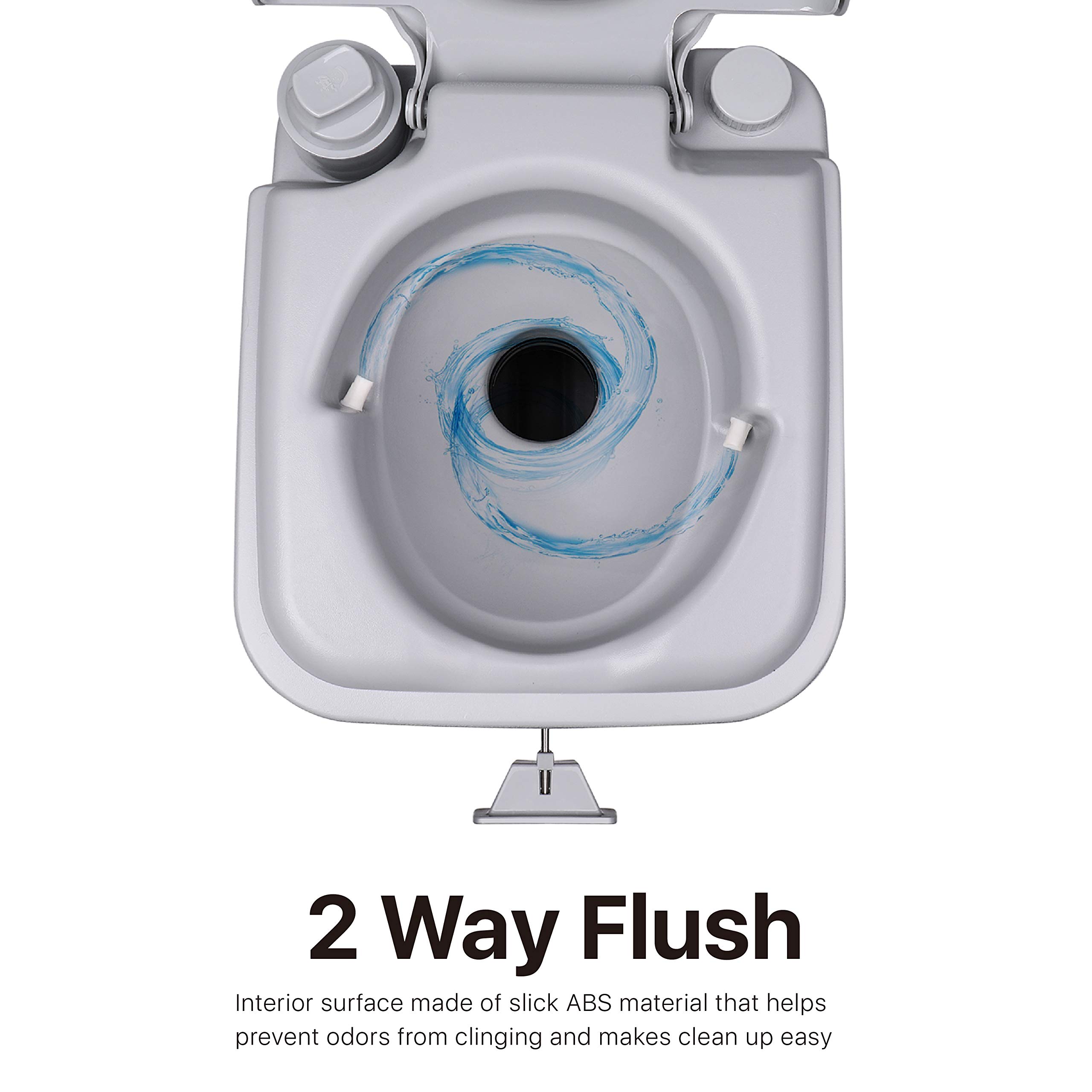 Flexzion Toilette Portatile per Campeggio - Bagno Water WC Comodo da Viaggio roulotte Camper Gabinetto con Sedile, Serbatoio dell'Acqua da 5,3 galloni e Raccolta rifiuti da 3 galloni, Scarico a 3 Vie