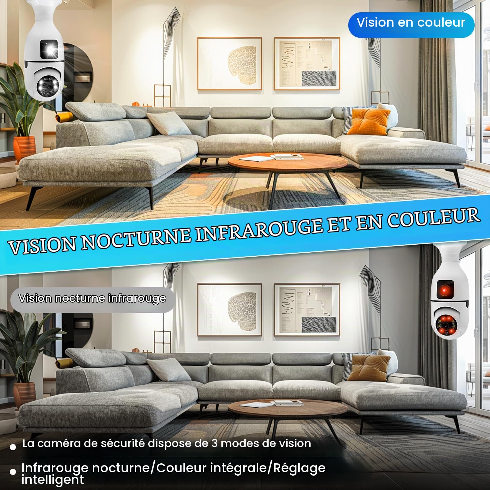 Caméra de sécurité à Ampoule, Caméra WiFi (1, L)
