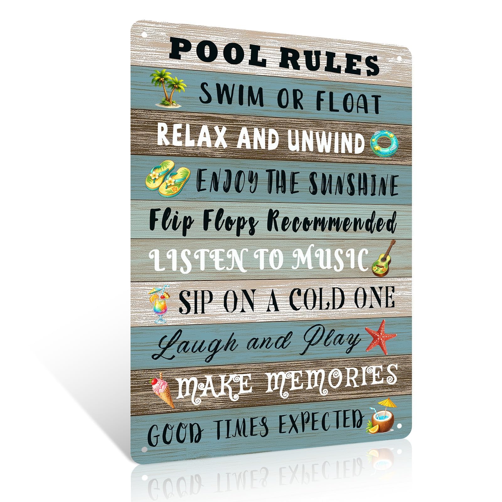 Pool Rules Metal Sign 8x12 inch Summer Vacation Vintage Tin Sign Wall Art Decor For Swimming Pool Outdoor Bathroom