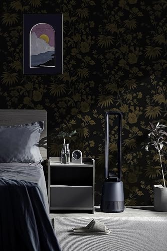 Miniatura 3 de Safiyya Papel tapiz floral vintage negro de 393 x 17.3 pulgadas, papel de contacto con hojas para despegar y pegar, papel de contacto extraíble para