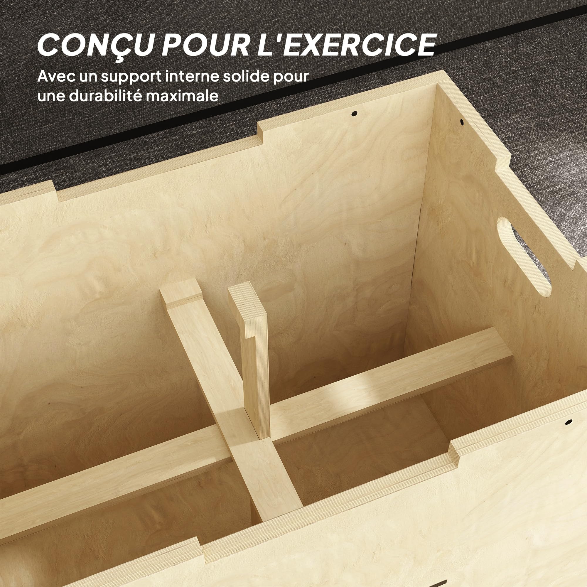 HOMCOM Box jump pliométrie 3 en 1 - Collaboration Aosom.fr x FFHandball - appareil boîte à saut musculation fitness & crossfit plyobox pour box training