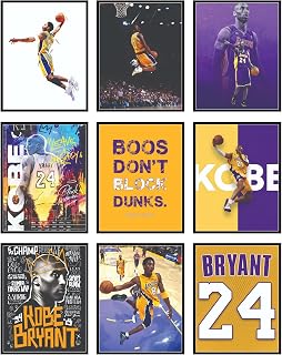 BigWig Prints Kobe Bryant Poster - Kobe Poster, Bryant Wall Art For Bedroom, Lakers Basketball Art For Boys Room Decor, Sports Gifts, Legendary Basketball Player Wall Decor - Unframed Set Of 9 (8x10)