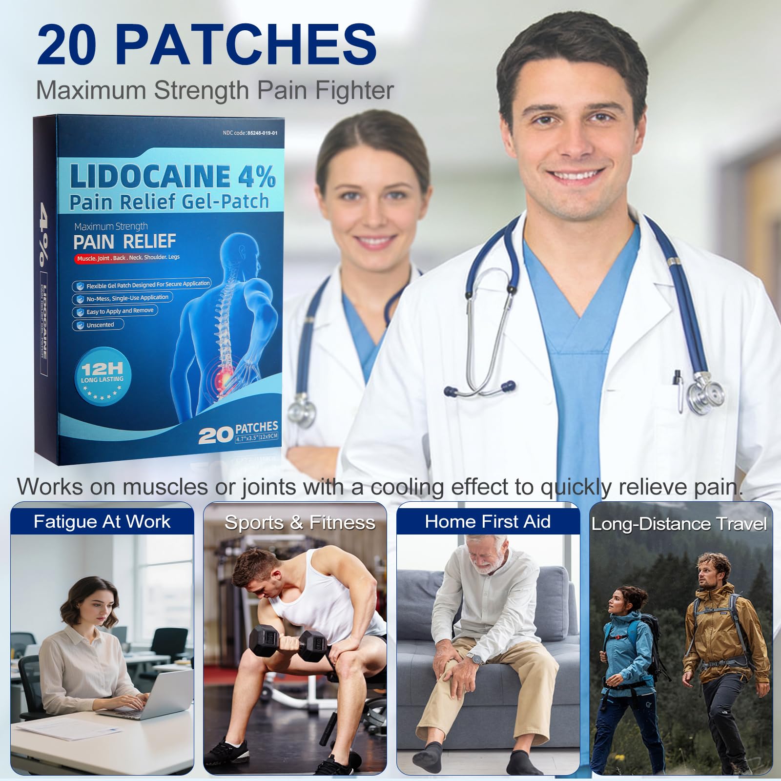 4% Lidocaine Pain Relief Gel Patches,Maximum Strength Topical Analgesic — Amazon image 4