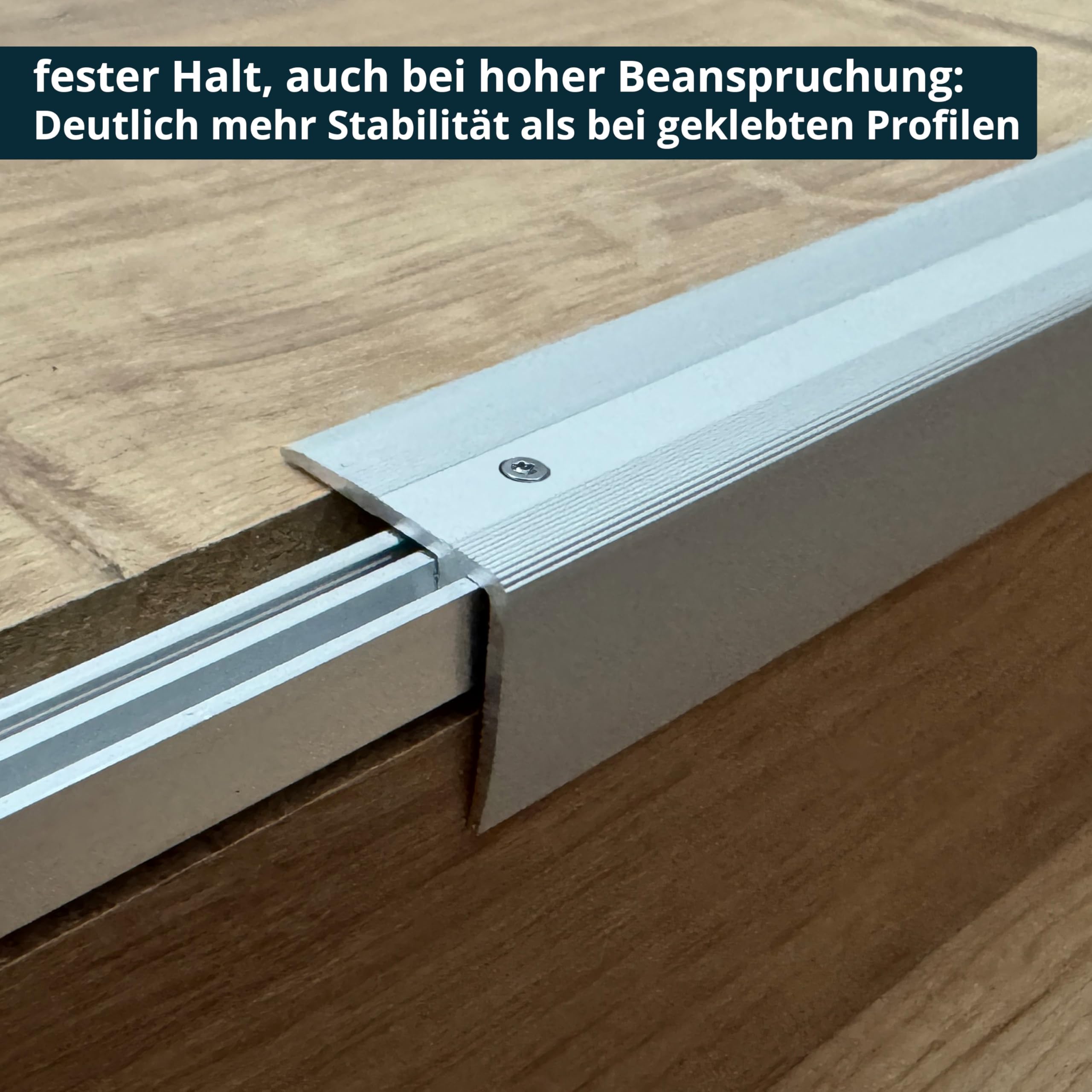 ufitec® TPLprofi 7-16 system profilowy do podłóg parkietowych i laminowanych - do wykładzin o wysokości 7-16 mm - dostępny w wielu kolorach (profil krawędzi schodów 270 cm, srebrny)