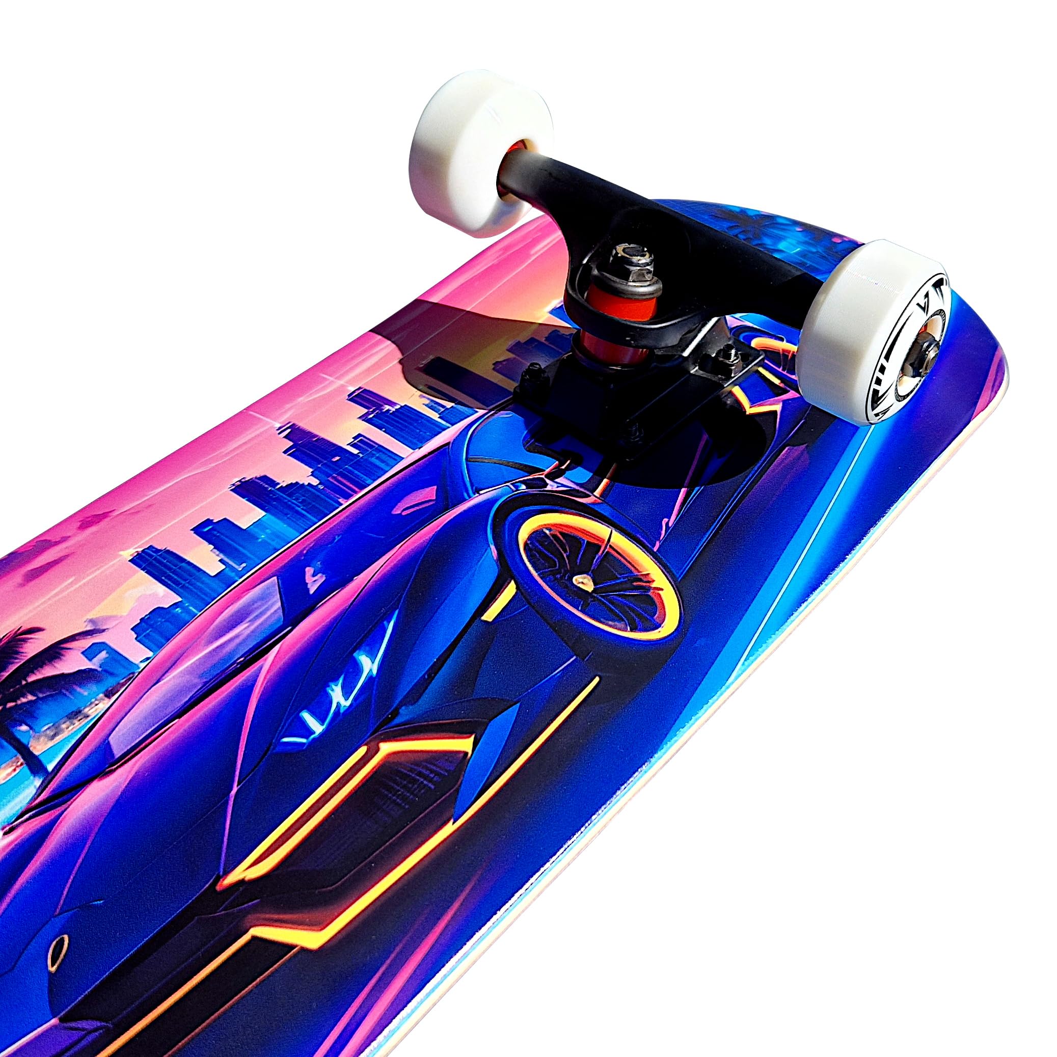 Komplett Skateboard Miami Boulevard - für Kinder und Jugendliche - 7-lagiges Ahornholz Deck - Medium Concave Standard Popsicle Shape - für Anfänger, Profis, Mädchen & Jungs