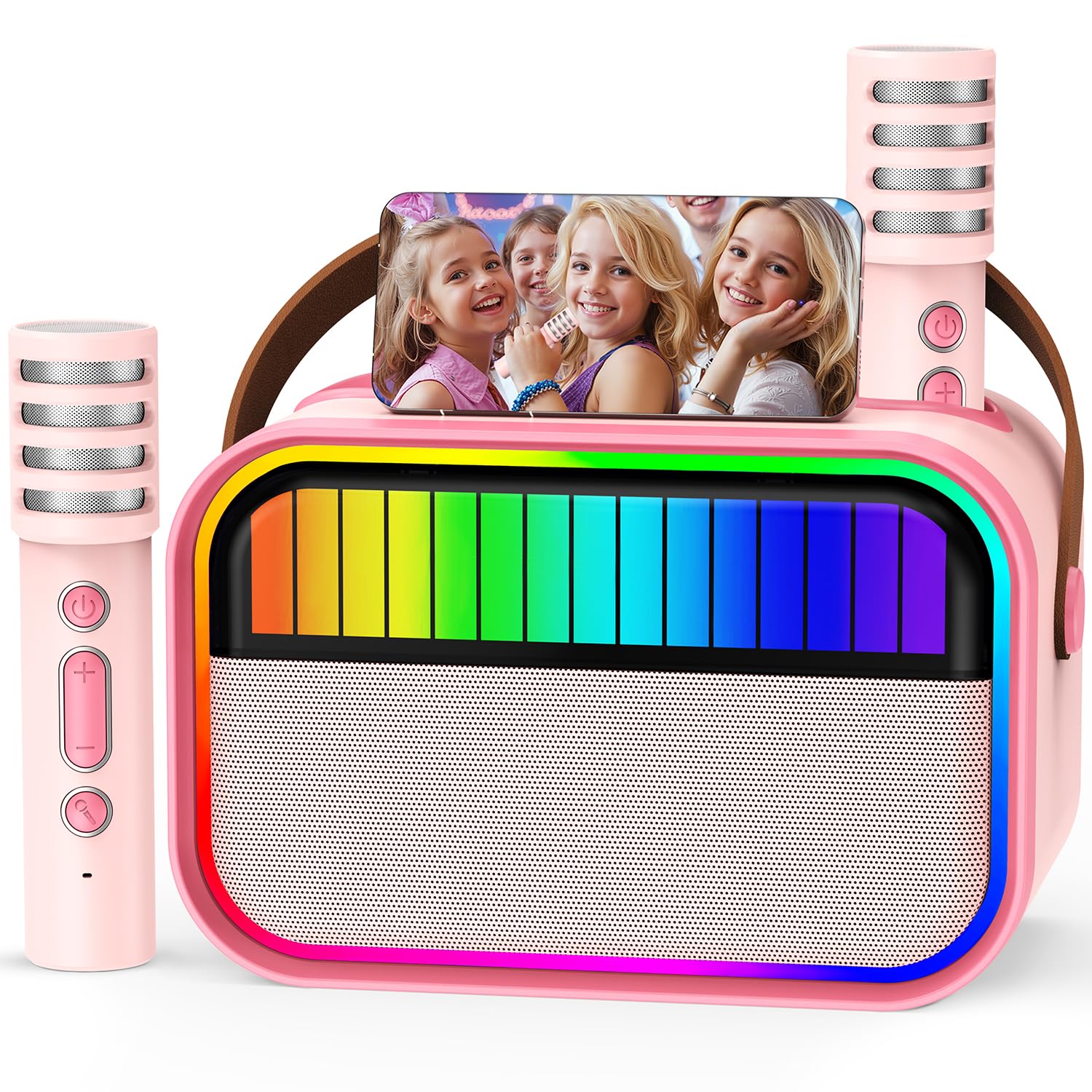 Ankuka Karaoke Maschine für Kinder und Erwachsene, Kinderspielzeug für 3–12 jährige Mädchen Geburtstagsgeschenk, tragbarer Karaoke Maschine mit 2 Mikrofonen, Mädchengeschenk für Mädchen (Rose)