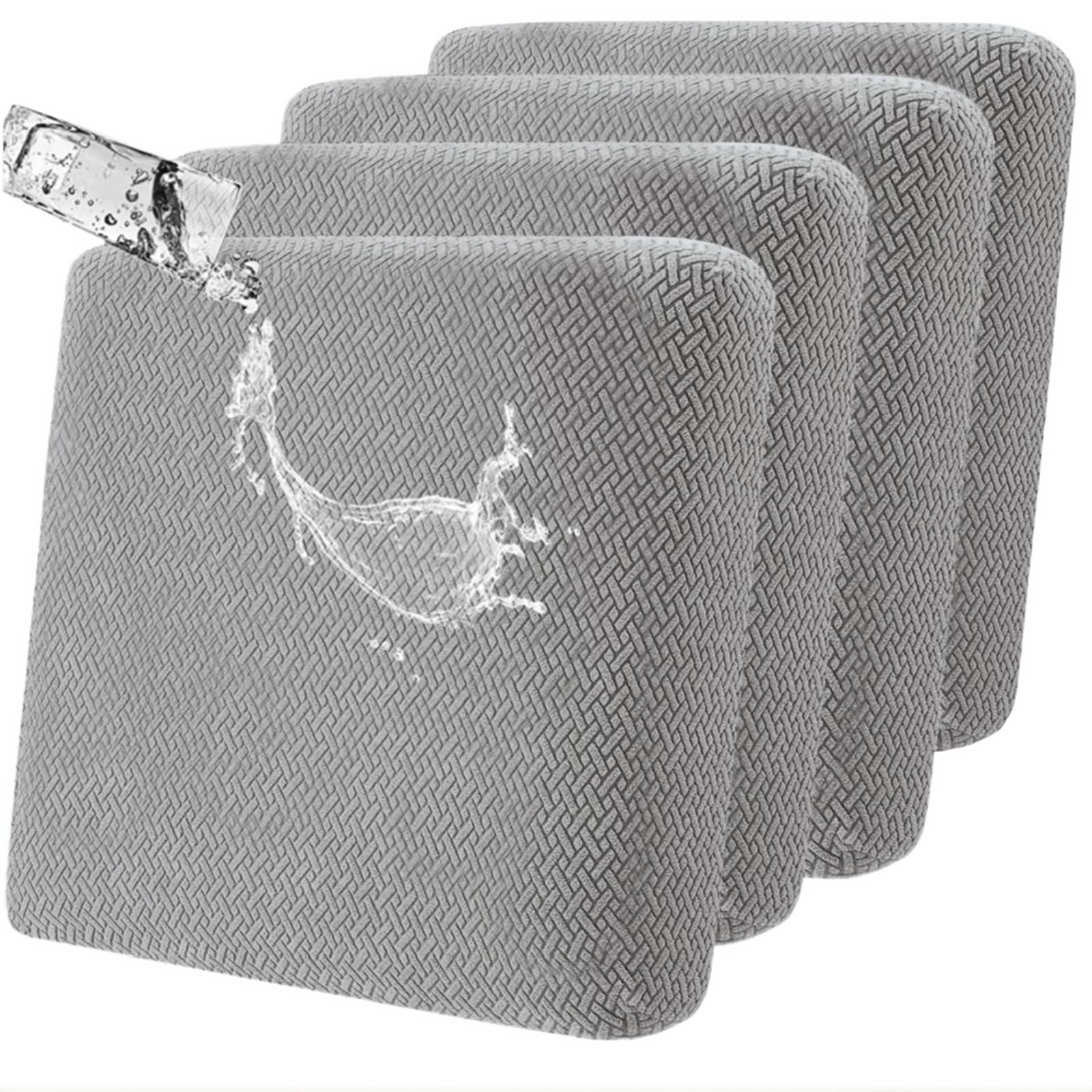 SHANNA Waterproof Couch Cushion Cover: 4Pcs Outdoor Cushion Covers High Elastic Soft Sofa Cover Accent Patio Cushions For Outdoor Furniture Suitable for Kids, Pets (Light Gray) โ image 1
