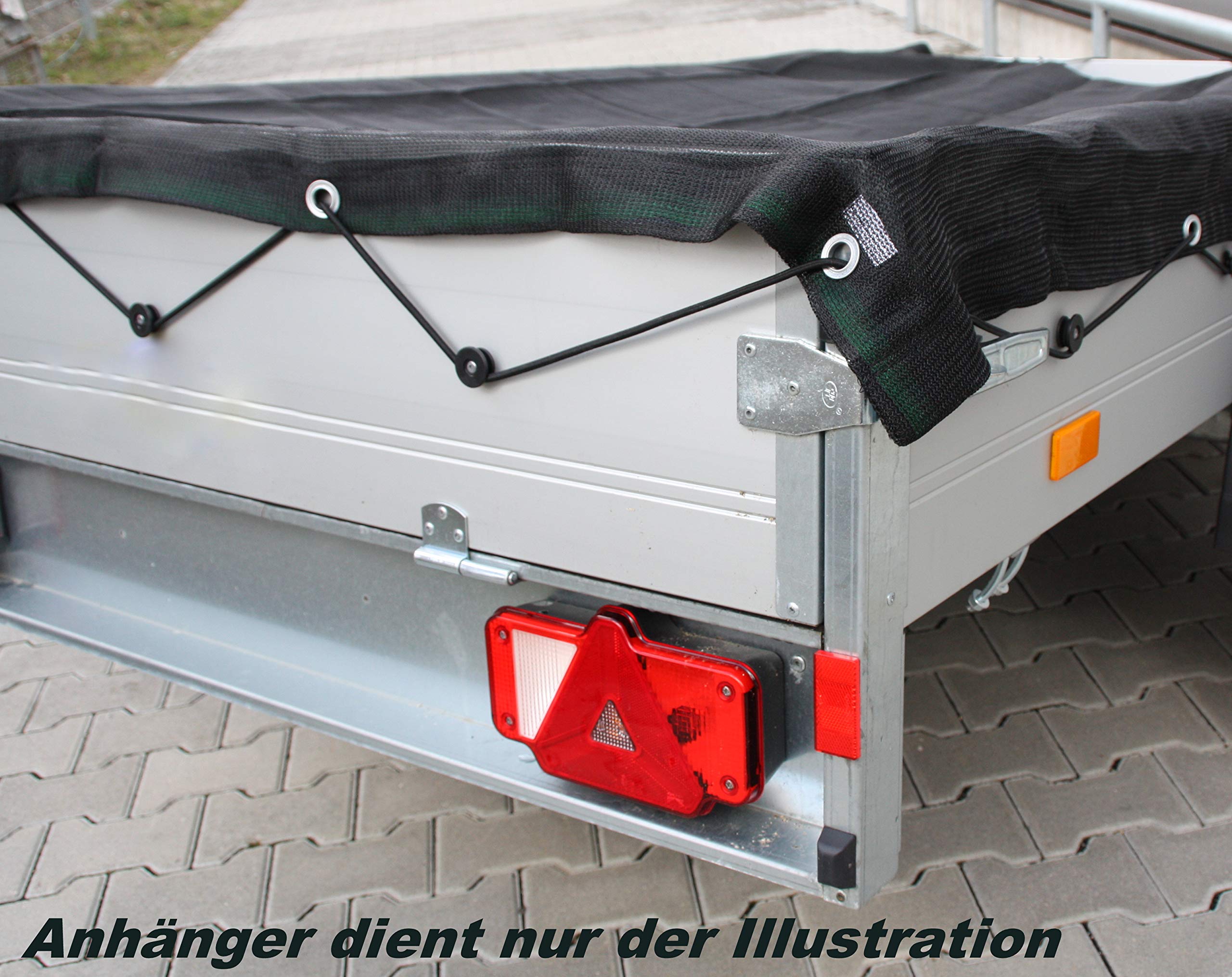 Gewebeplane mit Gummizug! Anhängernetz Anhängerplane Containernetz Ladungssicherung (330x210cm)